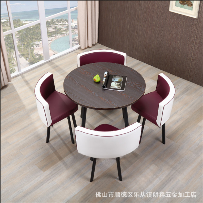 Conjunto de mesa y sillas para recepción, mesa de negociación, mesa y sillas para recepción de tienda, mesa redonda pequeña de oficina, estilo empresarial