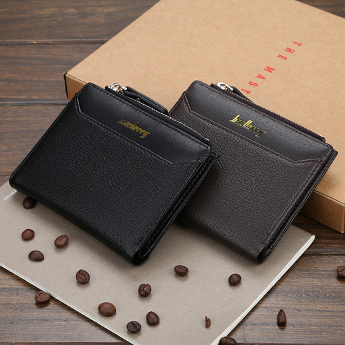 baellerry men's new wallet fashion short zipper coin purse open wallet bag multi-card slot card bag