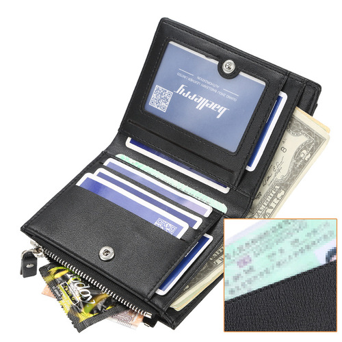 baellerry men's new wallet fashion short zipper coin purse open wallet bag multi-card slot card bag