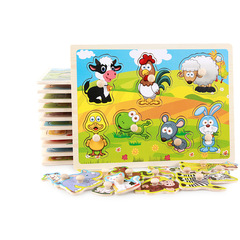 Wooden peg baby ranch animal scratching board puzzle Early education children's educational wooden three-dimensional puzzle puzzle toy