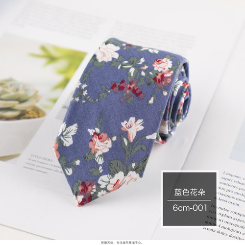 Cotton tie men's floral printed cotton 6cm narrow casual tie women's floral tie manufacturer wholesale
