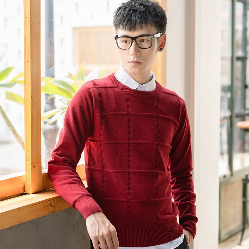 [Распродажа] Свитер Мужская водолазка с круглым вырезом Тонкий тонкий вязаный свитер с длинным рукавом Модный модный мужской свитер в студенческом стиле