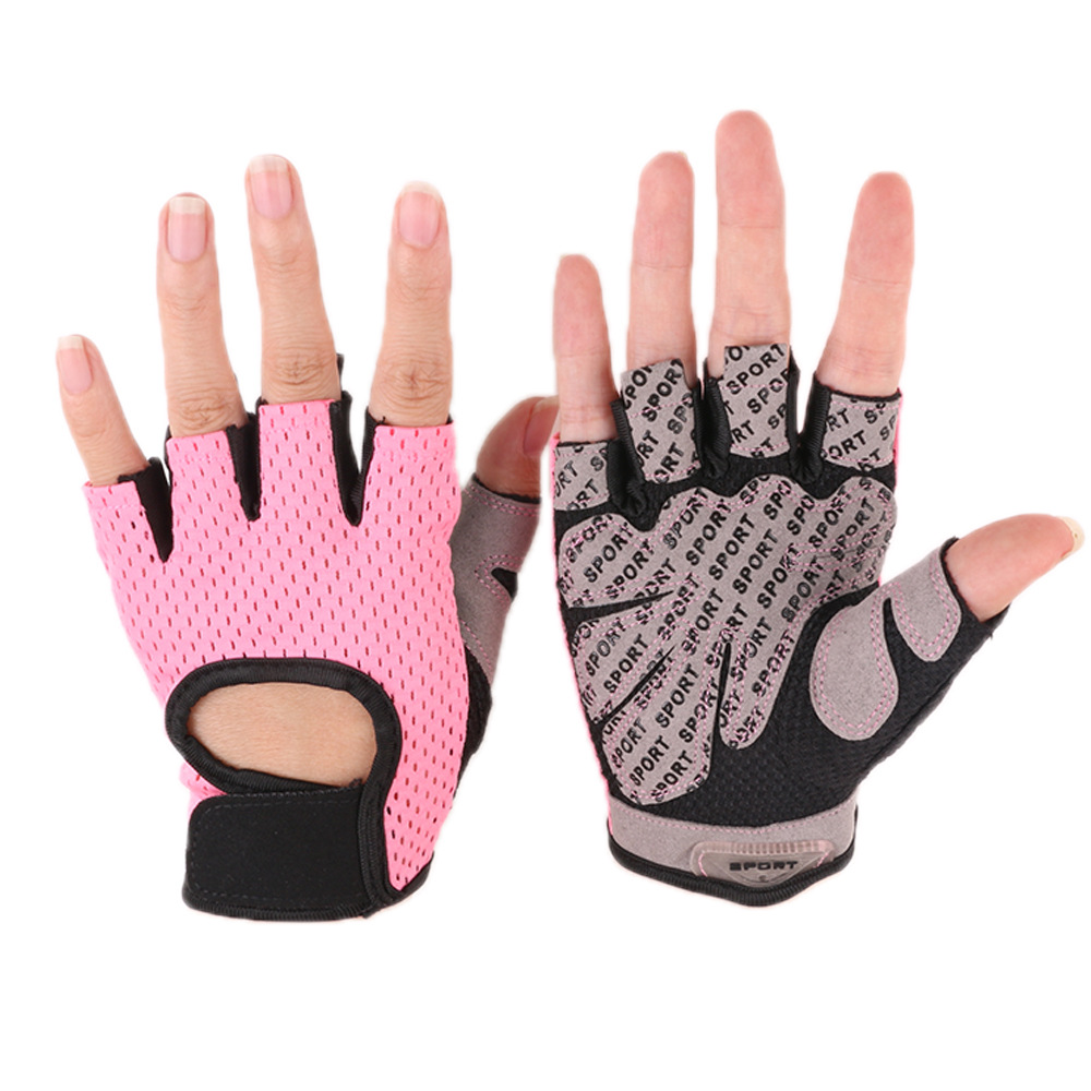 Deportes Fitness medio dedo guantes de Montañismo al aire libre para hombres y mujeres de malla transpirable delgada que absorbe los golpes protección solar entrenamiento guantes de equitación