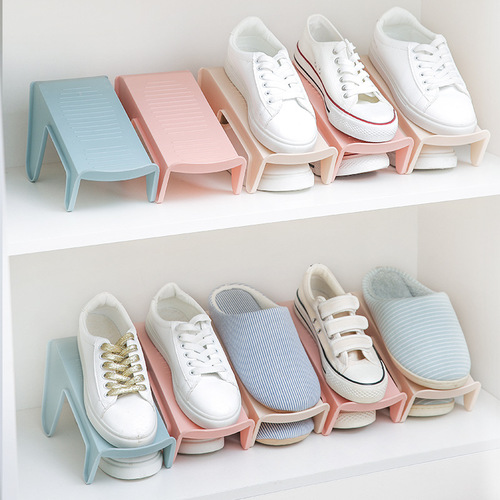 Household storage shoe rack double-layer shoe support plastic all-in-one simple space-saving economical simple shoe storage rack