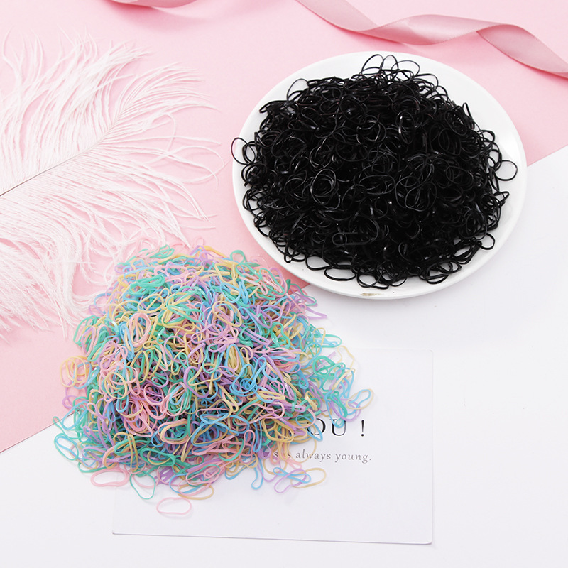 1000 unids estilo coreano tamaño pequeño banda de goma desechable para niñas banda de pelo banda de goma cuerda de pelo del bebé banda de pelo accesorios para el cabello