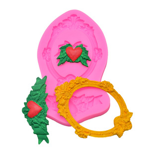 DIY baking tools love frame chocolate cake lace photo frame aromatherapy plaster liquid silicone mold