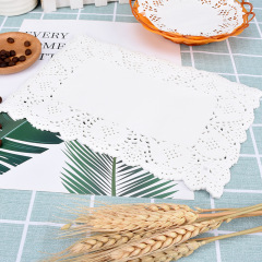 Rectangle flower pattern paper, fried food mat paper, plain white flower base paper, bread tray, lace paper, 140 sheets per pack