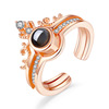 Douyin same crown combination fashion 100 language projection rings Personal opening of personality