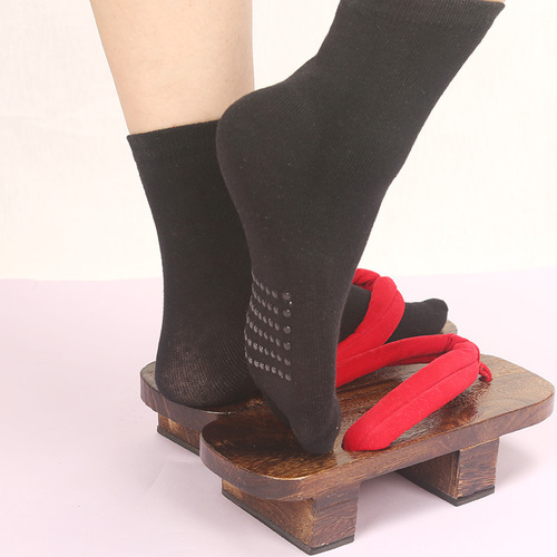 Toe socks for men and women, cotton anti-slip two-toe socks, split-toe wooden geta socks, two-toe sandal socks, mid-calf socks