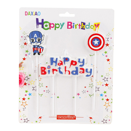 Hot Selling Birthday Letter Candles Wholesale Captain America Happy Birthday Creative Cartoon Letter Cake Candles