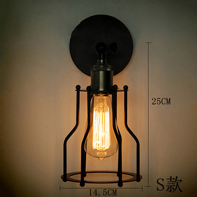 American country retro restaurante bar dormitorio pasillo balcón escaleras lámpara de pared pasillo almacén de alambre de hierro Birdcage lámpara de pared