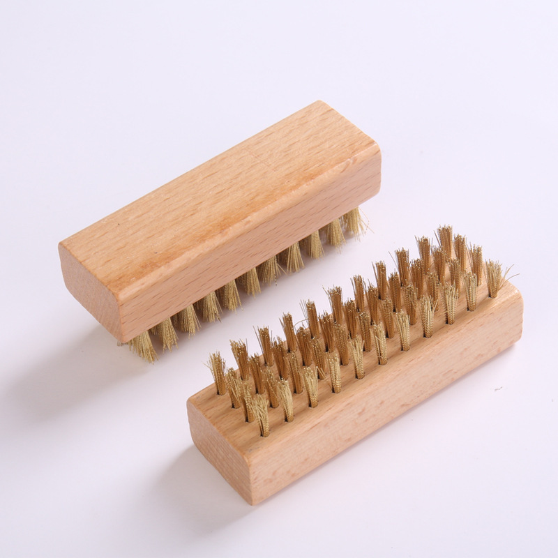 Manufacturers supply solid wood copper wire brush suede brush snow boots cleaning brush shoes frosted suede brush wooden copper wire brush