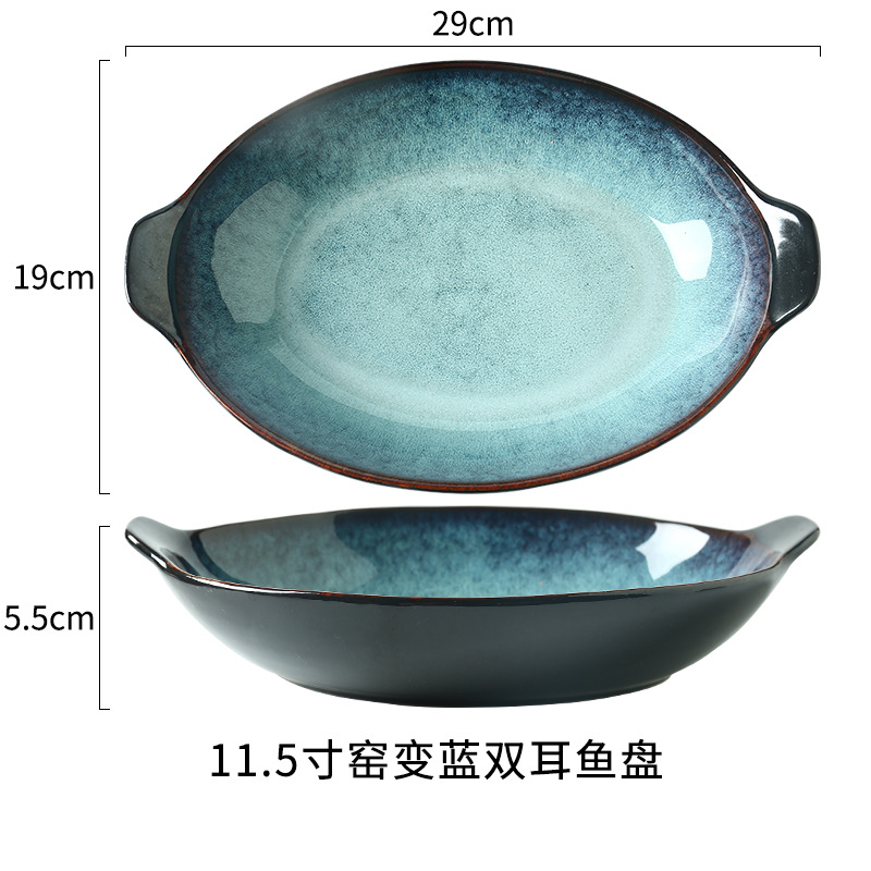 Vajilla azul tazón de arroz tazón de fideos gran plato de sopa plato de carne