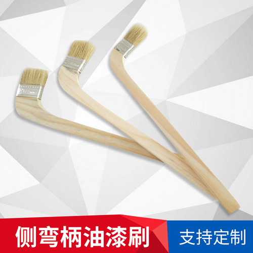 Antong solvent-resistant pure pig hair brush marine paint brush 1-3 inch side curved handle paint brush tool brush wholesale