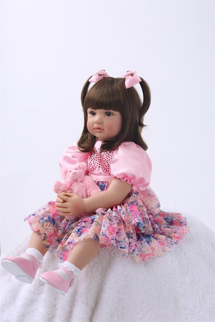 Tiro real en stock reborn niño simulación princesa Linda muñeca de pelo largo 60cm