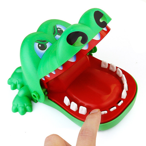 Large crocodile finger biting toy shark tooth extraction parent-child game vicious dog biting hand toy children's trick props