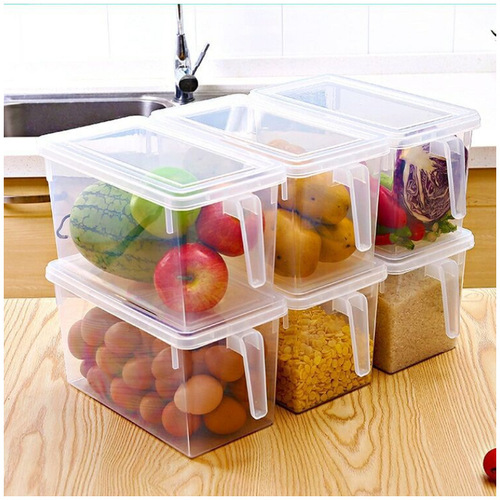 4.7L厨房冰箱收纳盒透明有盖塑料带手柄鸡蛋食物保鲜杂粮储物盒