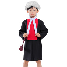 万圣节新款cosplay中小童职业角色扮演律师假发儿童法官表演服装