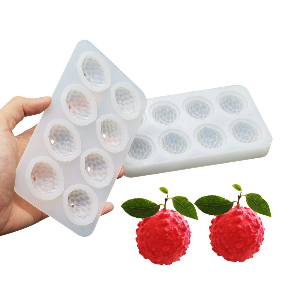 Three-dimensional lychee mold 8 litchi silicone mold fruit mousse mold dessert baking tools mousse cake mold