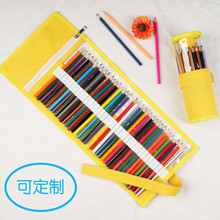 创意笔帘笔袋36孔48孔72孔pvc透明大容量彩铅素描卷笔袋可定做