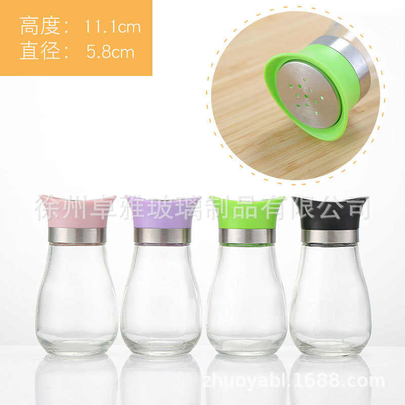 En stock creativo nuevos suministros de cocina botella de condimento de vidrio botella de condimento de acero inoxidable botella de condimento botella de pimienta tarro de condimento