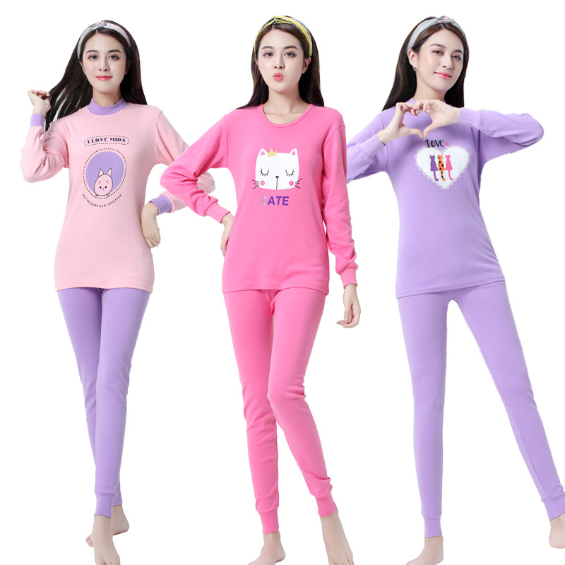 Juventud otoño ropa pantalones largos traje niñas medio y grande niños ropa interior cubierta de algodón suéter de algodón de las mujeres suéter Pantalones