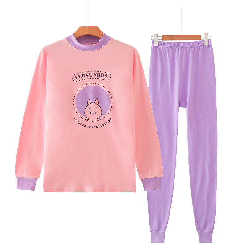 Juventud otoño ropa pantalones largos traje niñas medio y grande niños ropa interior cubierta de algodón suéter de algodón de las mujeres suéter Pantalones