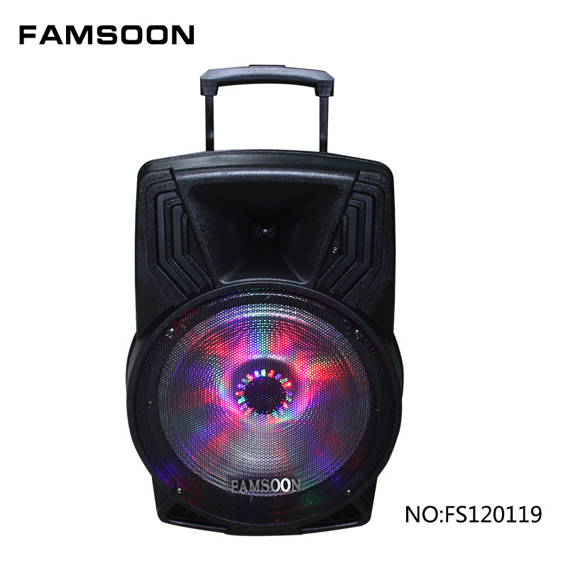 FAMSOON专业户外广场拉杆音响 12寸舞台有源电瓶音箱带彩灯尺寸