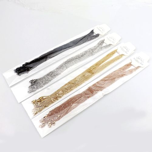 50cm stainless steel necklace O-shaped flattened chain cross chain titanium steel necklace rose gold silver DIY chain