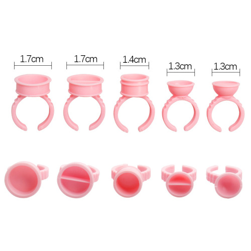 Wholesale eyelash grafting tools pink ring cup pattern embroidery eyelash drop glue ring cup transparent packaging