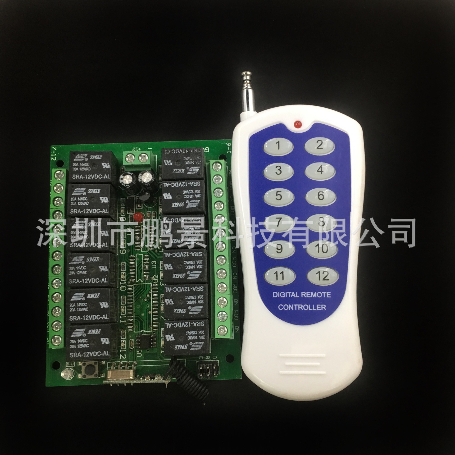 供应12伏多路遥控开关 一拖12控制器 一对一遥控 可以分段遥控