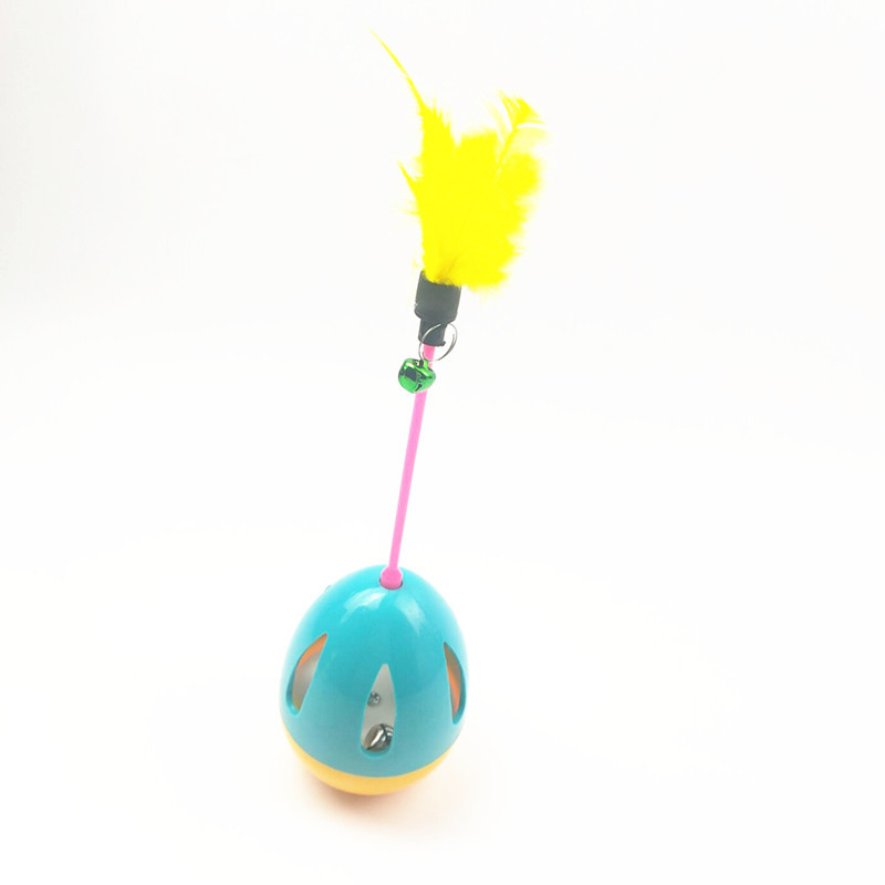 Popular vaso de plumas para gatos con campana para aliviar el aburrimiento, comida lenta, juguete para gatos, gatos domésticos