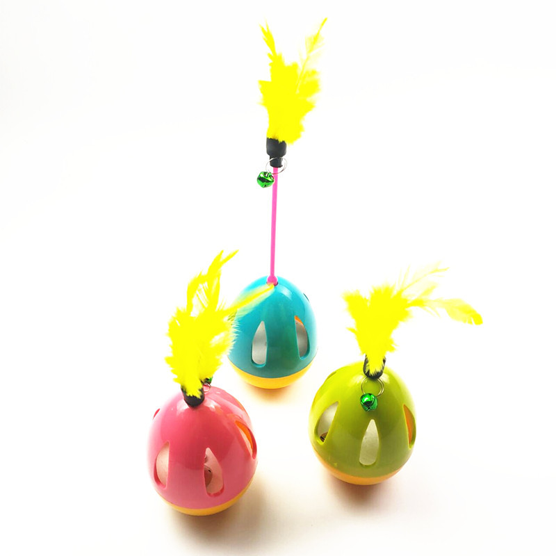 Popular vaso de plumas para gatos con campana para aliviar el aburrimiento, comida lenta, juguete para gatos, gatos domésticos