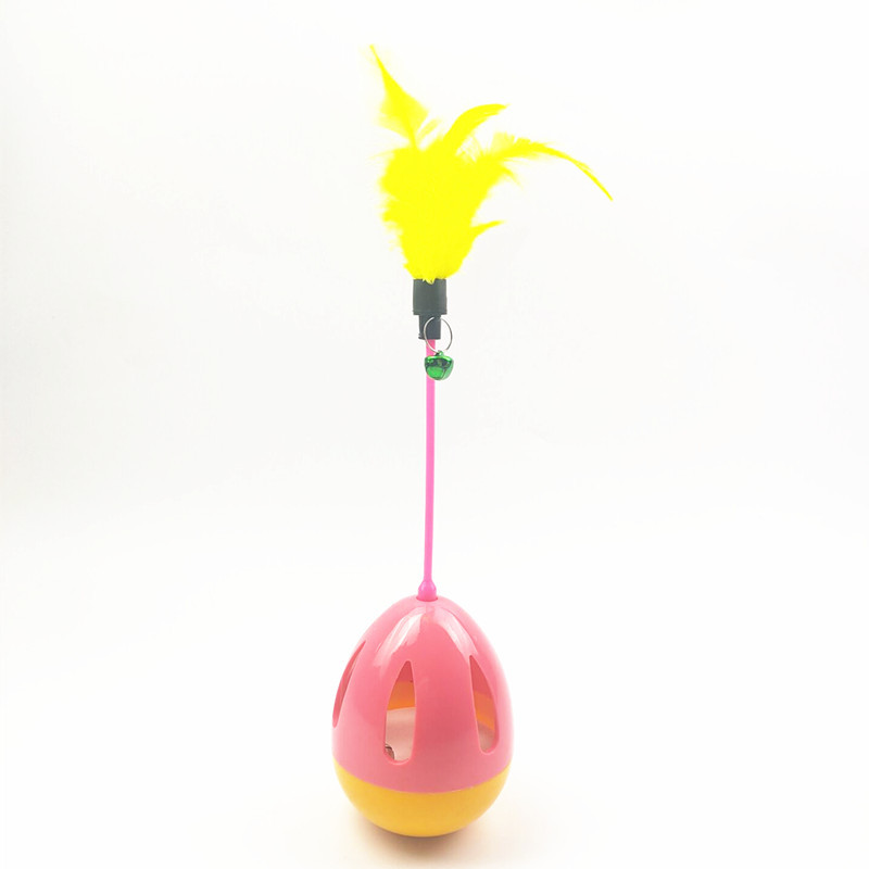 Popular vaso de plumas para gatos con campana para aliviar el aburrimiento, comida lenta, juguete para gatos, gatos domésticos