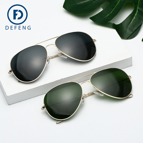 Model DEFO 3025 Glass Lens Color Film Pilot Sunglasses Pilot Sunglasses 3026 Unisex Frog Eyeglasses