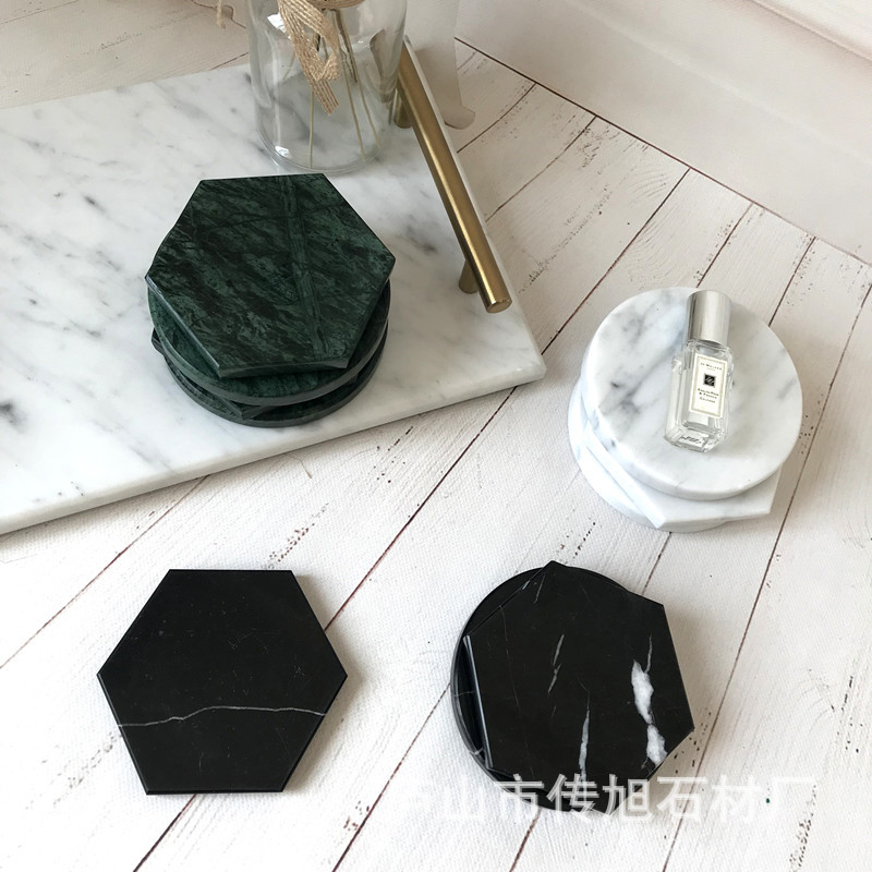 Factory Supply Marble Coaster Coffee Cup Water Cup Insulation Stone Mat Nordic Home Decorations Hotel Place Mat