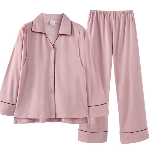 100% cotton postpartum clothing pure cotton summer thin postpartum long-sleeved cotton maternity suit large size breastfeeding pajamas