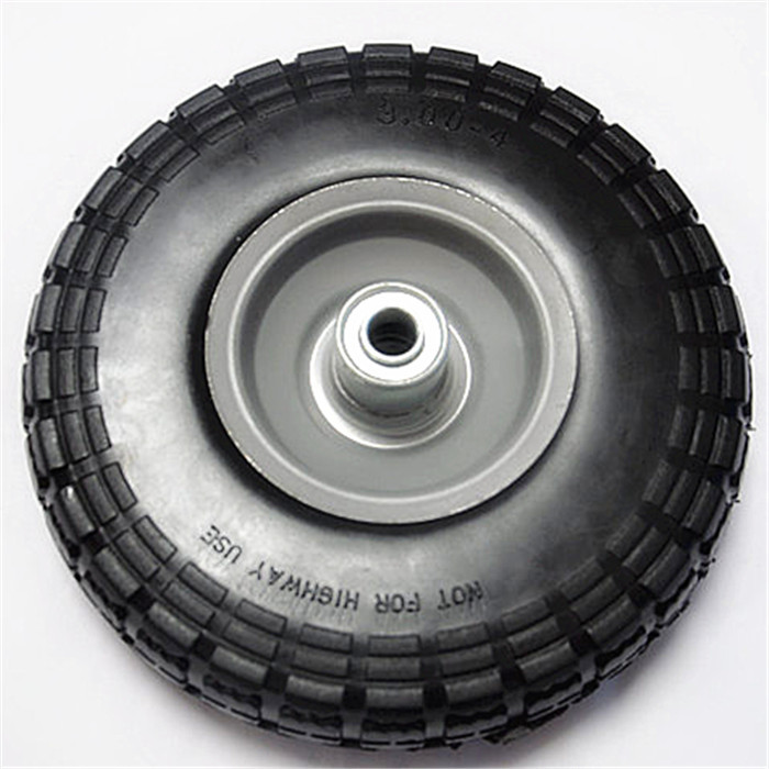 厂家直供10x3.50-4PU发泡轮子 手推车充气轮子 工具车免充气轮子