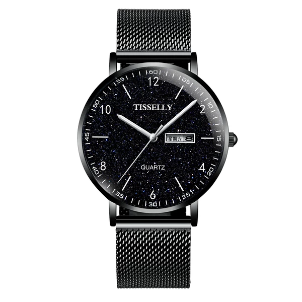 TIS079 starry sky black shell blue face black net strap