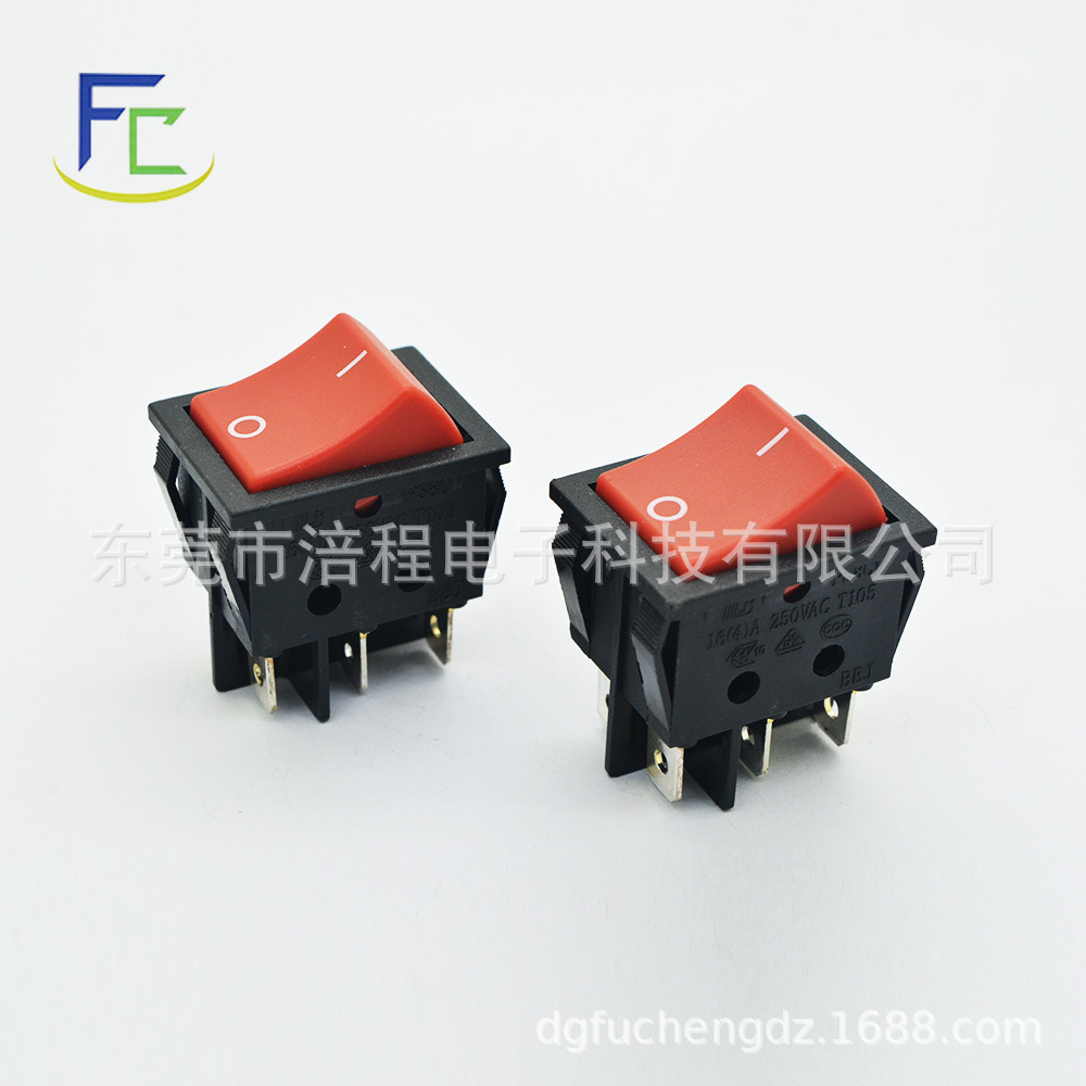 翘板开关32*25大电流红色按钮船型开关黑色四脚两档 按钮开关直销