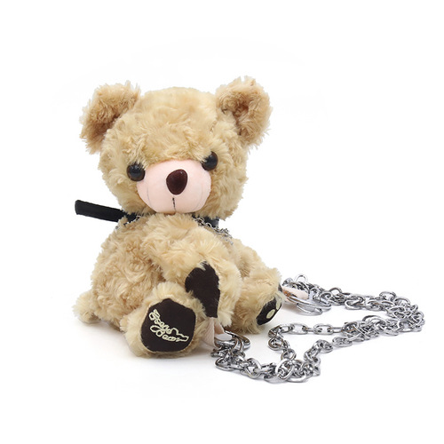 Internet celebrity bouncy bear crossbody bag new ins creative teddy bear chain plush bag Korean style shoulder bag