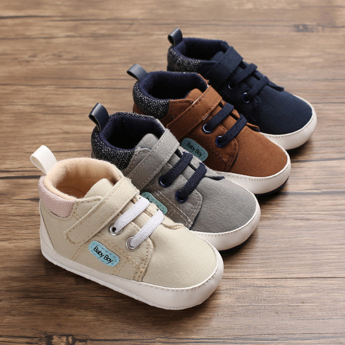 Spring and autumn model 0-1 year old baby toddler shoes soft sole baby shoes canvas non-drop shoes casual baby shoes