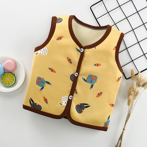 Boys and girls  new autumn and winter baby plus velvet vest Korean version children's waistcoat baby warm cardigan vest
