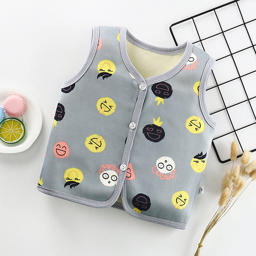 Boys and girls  new autumn and winter baby plus velvet vest Korean version children's waistcoat baby warm cardigan vest
