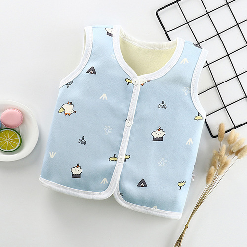 Boys and girls  new autumn and winter baby plus velvet vest Korean version children's waistcoat baby warm cardigan vest