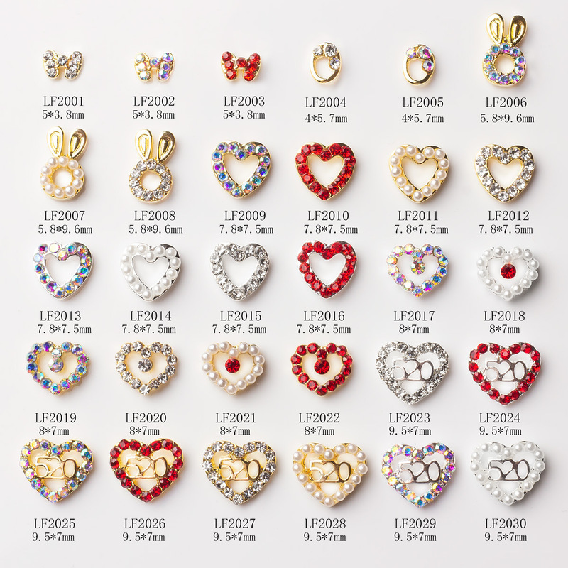 New Nail Art Diamond Decorations 520 Qixi Gift Valentine's Day Hollow Heart-Shaped Love Style Bow Nail Art Accessories