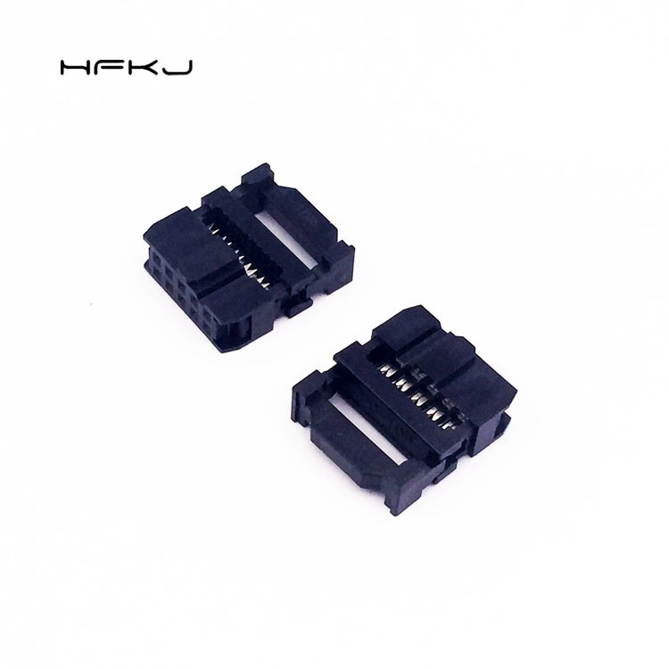 现货批发2.54mm 10pIDC 1.27mm灰排线压线头FC压线头牛角插头三件