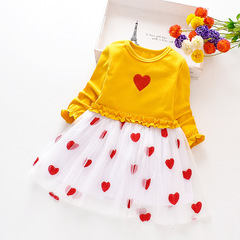Girl's Dress Autumn 2023 New Children's Long Sleeve Net Skirt for Girls Fashionable Princess Dress