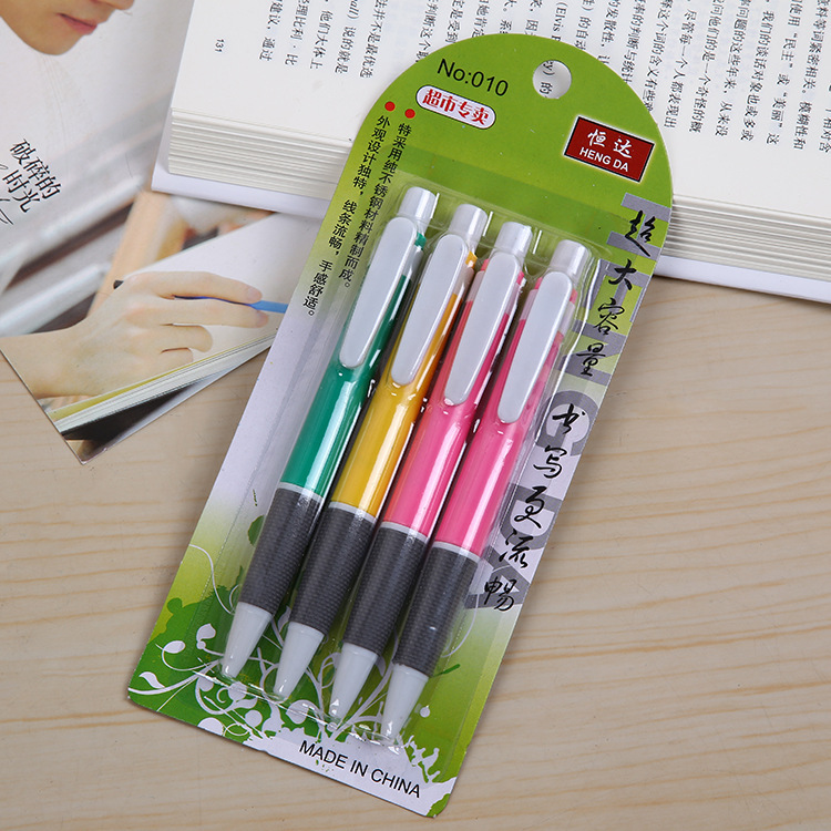 4 Bolígrafo Prensa de plástico automático bolígrafo estudiante papelería oficina traje color fabricante