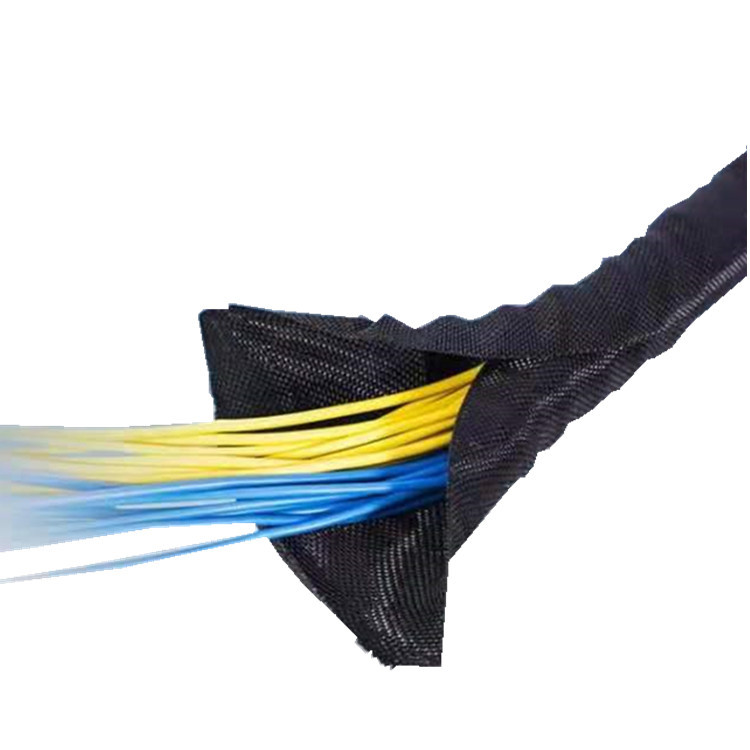 尼龙阻燃开口自卷式纺织套管PET编织网管汽车锂电车线束包线布